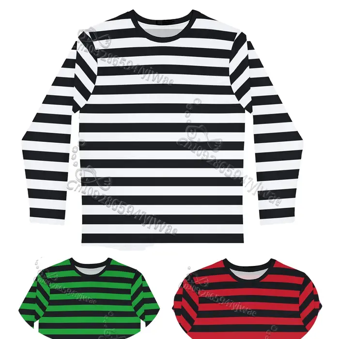 T-shirt à manches longues rayé style gothique français, col rond, décontracté, streetwear, polyvalent, pour le quotidien, printemps, enfant et adulte