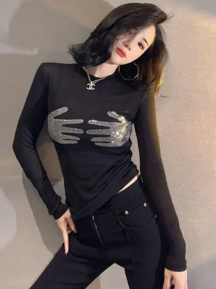 T-shirts paillettes strass
