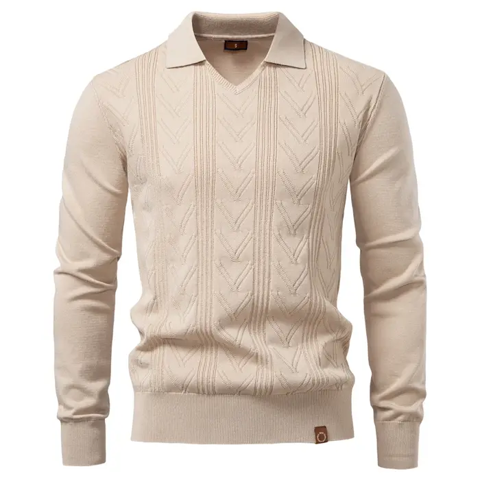 AIOPESON 2025 Polo Henley moderne pour hommes couleur unie à manches longues mode coupe avant luxe affaires Social Premium haut masculin