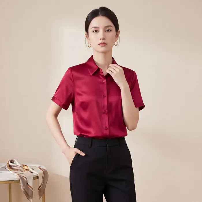 T-Shirt en soie de mûrier chemise à manches courtes pour femmes nouvelle