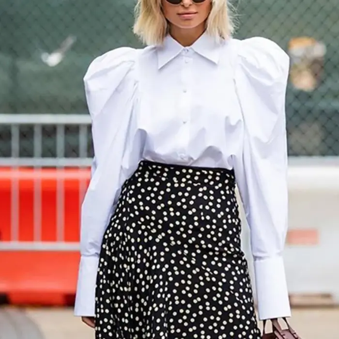 Chemise bouffante à revers bouffant pour femme