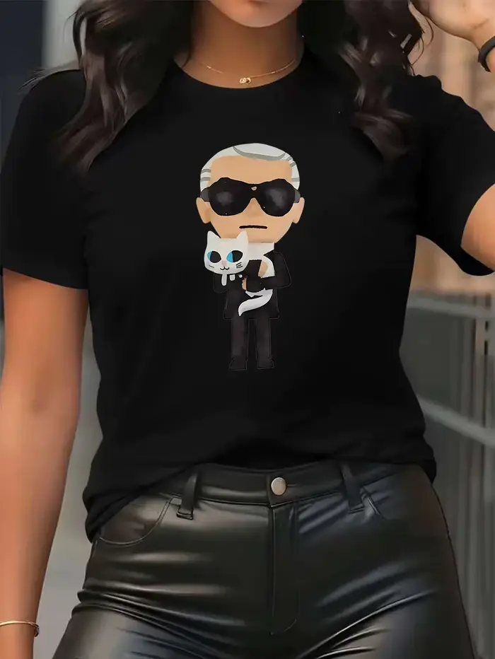 Dessin animé KARL T-Shirt femme loisirs mode t-shirts à manches courtes T-shirt confortable été Stre