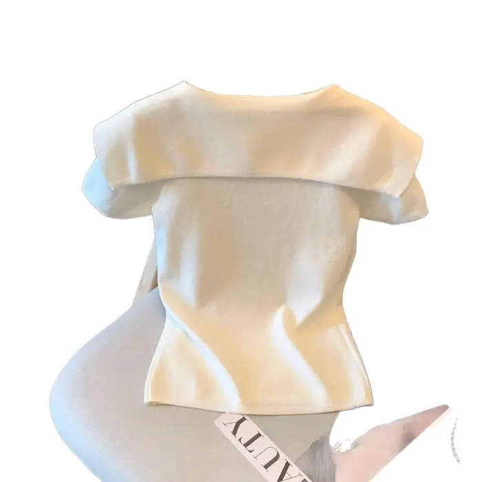 Haut en tricot rayé à lacets et manches courtes pour femme