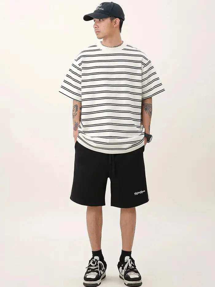 T-Shirt rayé noir et blanc pour hommes