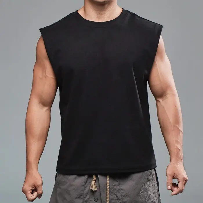 Nouveaux hommes col rond débardeur couleur Pure coton été gilet gymnase musculation musculaire Streetwear chemise sans manches entraînement Fitness Sport