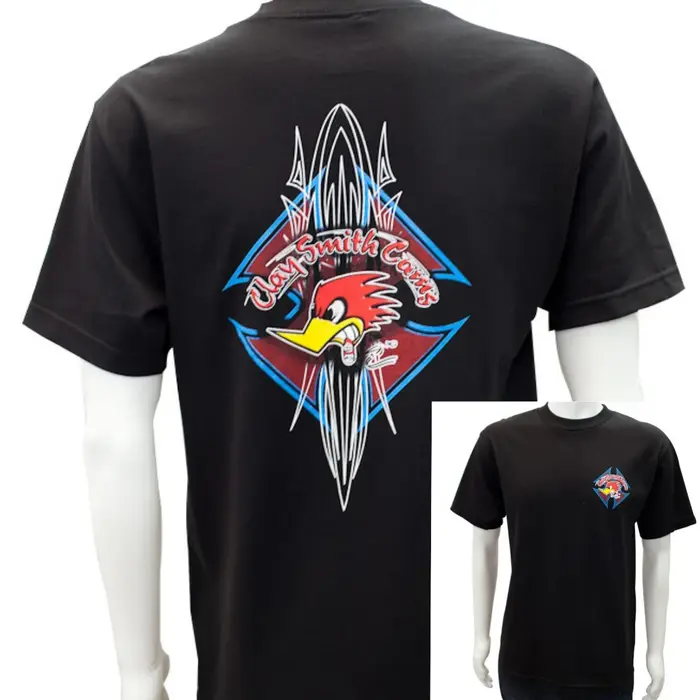 T-shirt en coton avec motif de voiture de course classique Gray Woodpecker