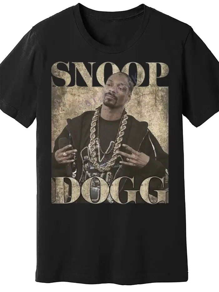 T-shirt décontracté noir à manches courtes pour homme, motif hip-hop rétro années 90 Snoop Dogg 2026
