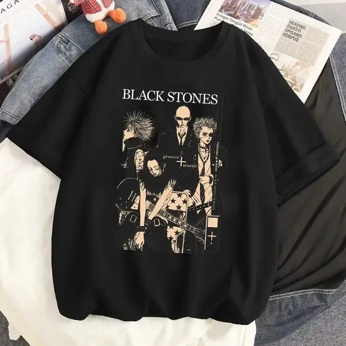 NANA japonais Anime T-shirt dessin animé imprimé unisexe hauts pierres noires Streetwear sweat homme