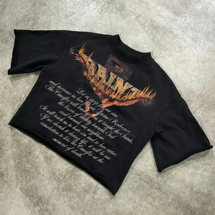 T-shirt graphique hommes femmes haut Vintage Hip Hop Streetwear surdimensionné T-shirt à manches cou