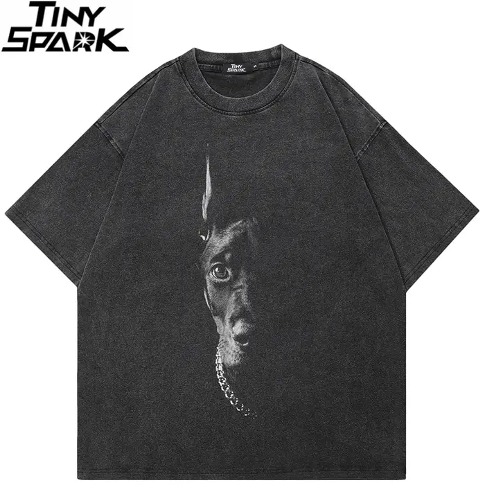 2025 hommes Hip Hop Streetwear surdimensionné T-Shirt Doberman chien graphique