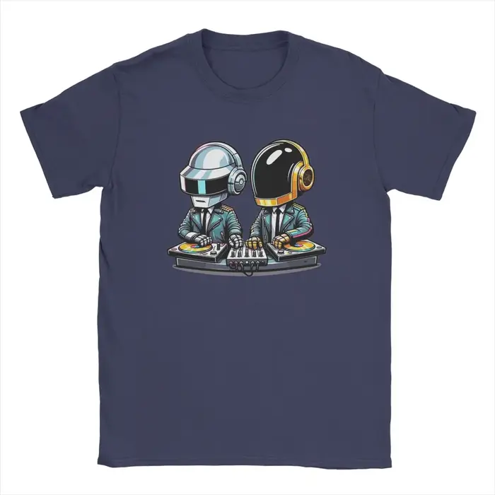 T-shirt manches courtes col rond homme, estival et humoristique, en coton, Daft Punk