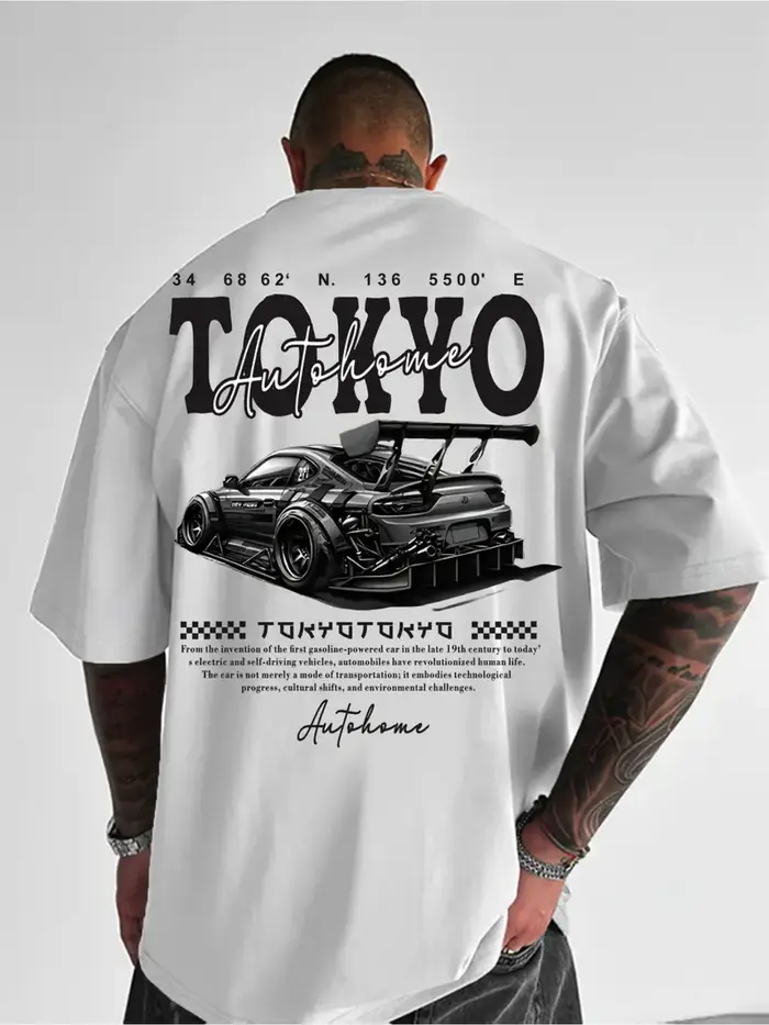 Tokyo Autohome JDM Tuned Car Print sur t-shirt pour homme en coton 100% de qualité supérieure, parfa