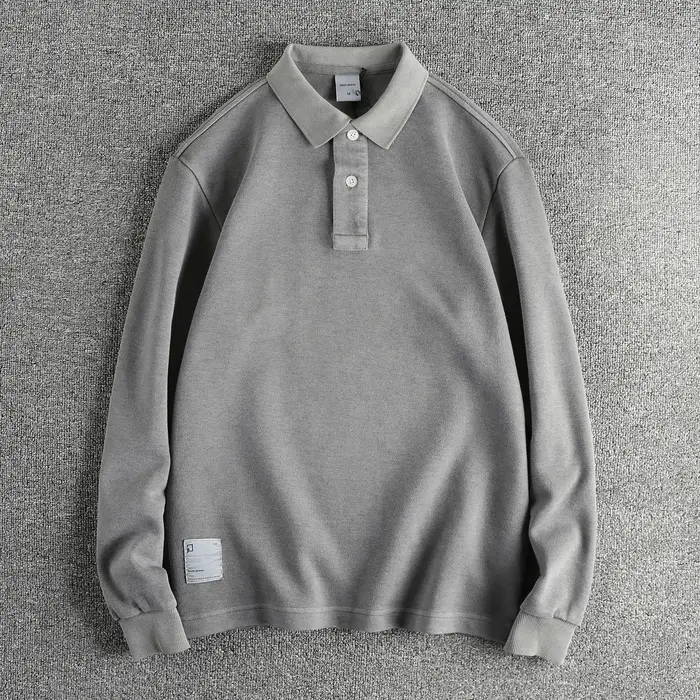 Polo rétro américain à manches longues pour hommes