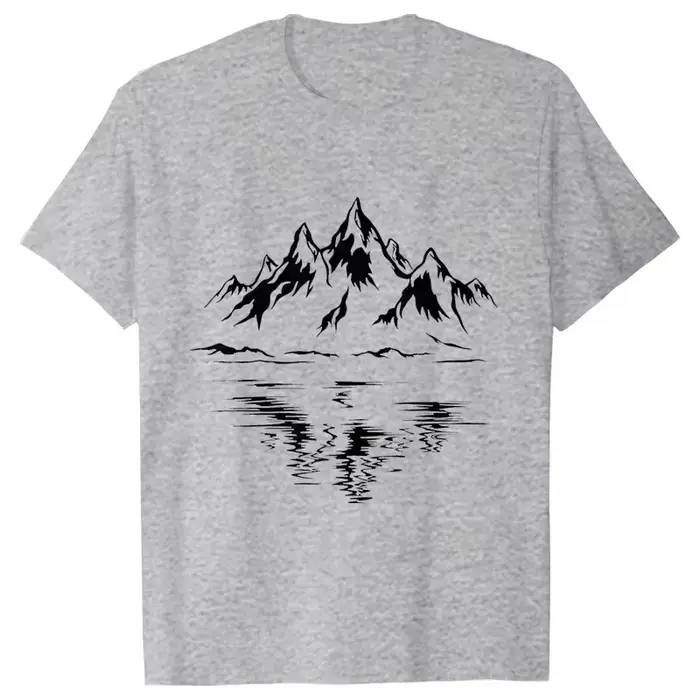 T-shirt 100% coton pour homme avec imprimé montagne, style randonnée intéressant et unique, streetwear adapté aux sports
