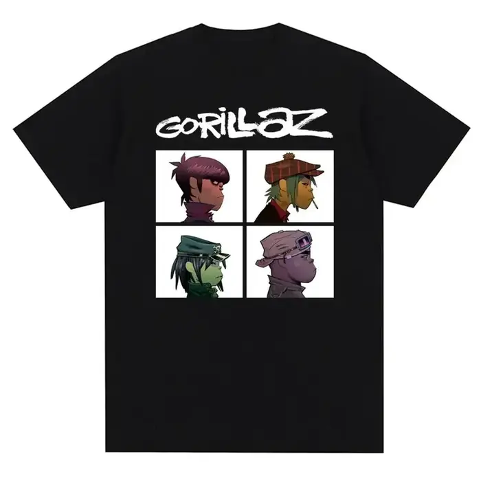 T-shirt Gorillaz Punk Rock 2025 – Imprimé groupe musical années 90 – Mode décontractée – Manches courtes – Unisexe – Grande taille