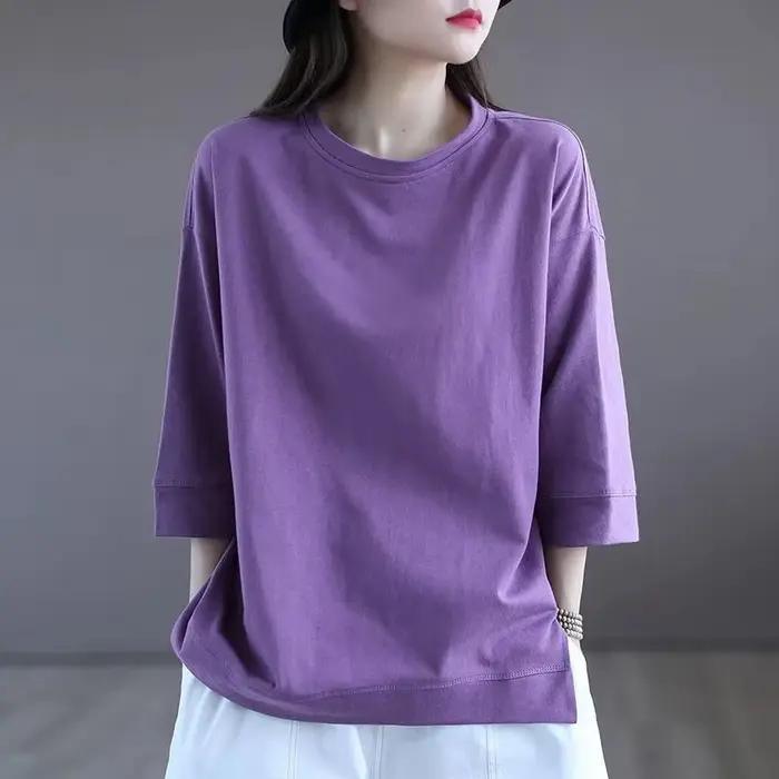 T-shirt manches courtes pour femmes, nouvelle simplicité, polyvalent, décontracté, mode, manches 3/4