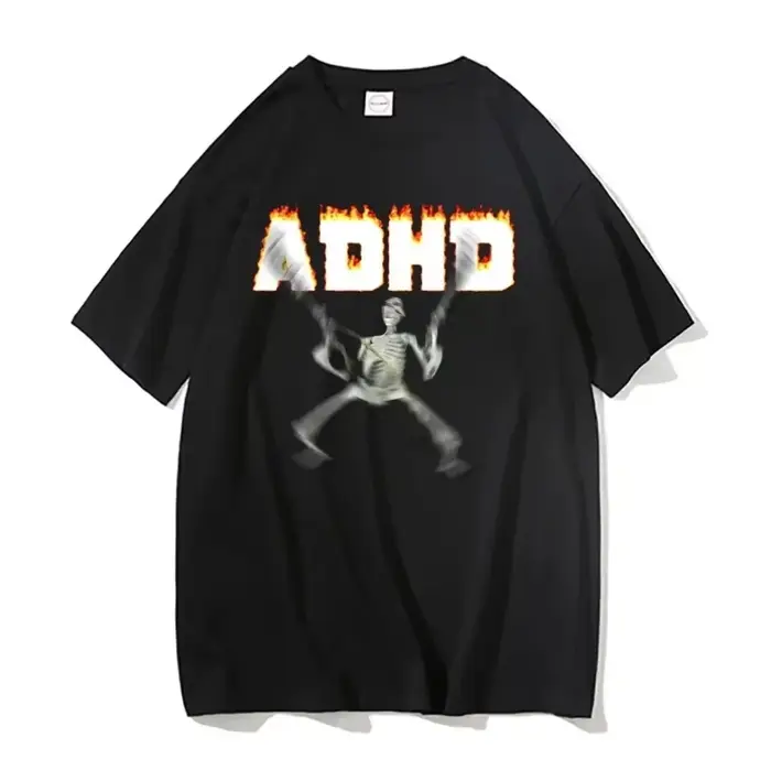 TDAH squelette Meme Vintage t-shirt Humor horreur drôle crâne graphique