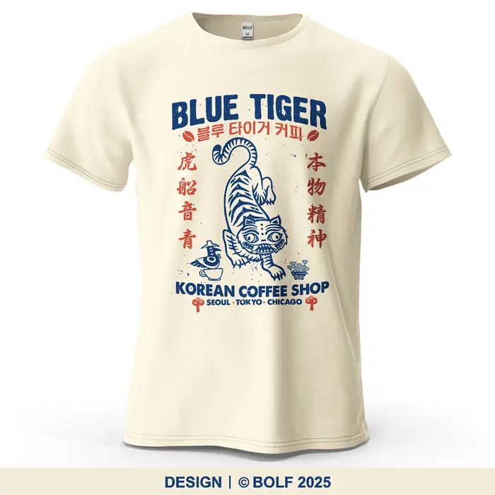 TIGRE BLUE T-Shirt homme imprimé tendance 100% coton surdimensionné graphique culturel t-shirts pour haut pour femme