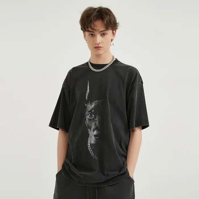 2025 hommes Hip Hop Streetwear surdimensionné T-Shirt Doberman chien graphique