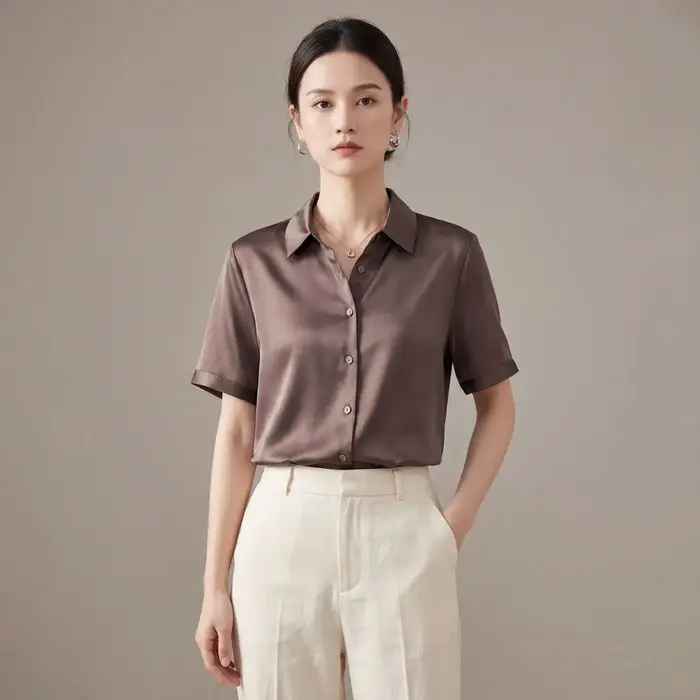 T-Shirt en soie de mûrier chemise à manches courtes pour femmes nouvelle
