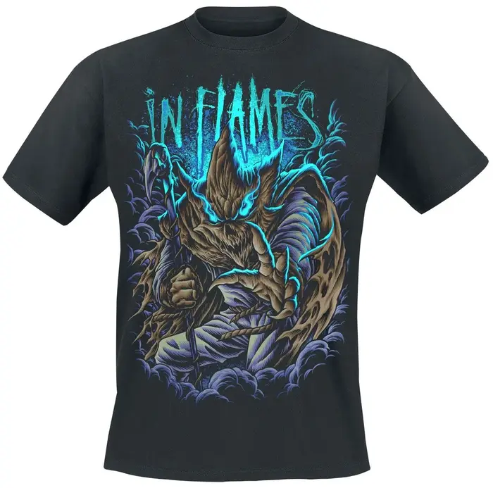 T-shirt imprimé In Flames Blue Flame Demon, t-shirt neutre décontracté 100% coton, streetwear Melodi