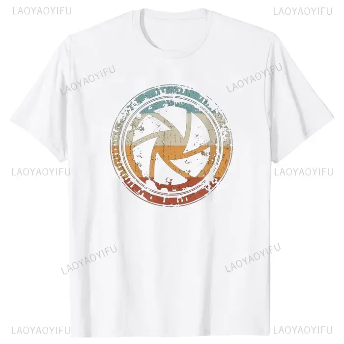 Photographe cadeau hommes coton t-shirts pour amoureux de la photographie été femme Streetwear ouverture caméra