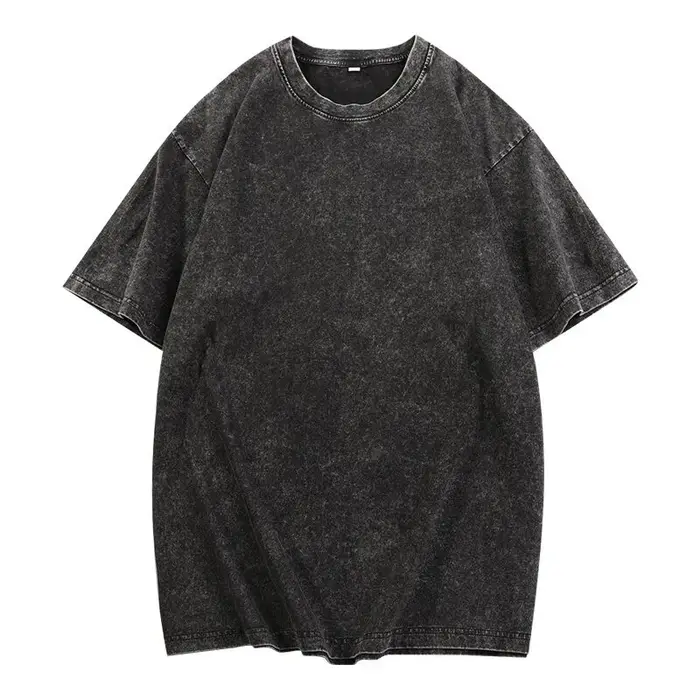 Streetwear lavé en détresse T-shirt pour hommes surdimensionné européen et américain épaules dénudée