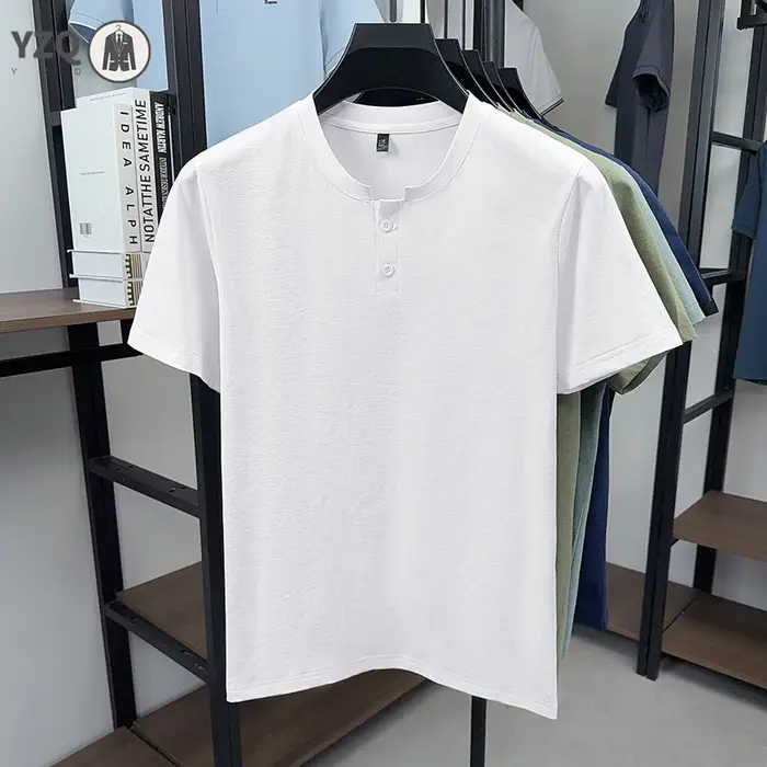 T-shirt à col Henley anti-rides pour homme