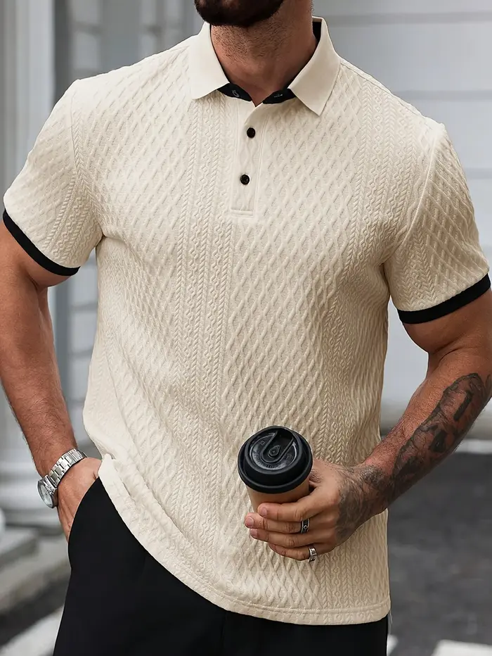 Polo homme d'été à manches courtes, streetwear, couleur unie, respirant, de marque