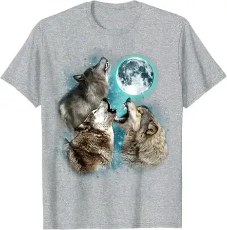 3 loup lune hurlant tête de loup loup drôle pour hommes femmes T-Shirt Humor drôle maman papa cadeau tenue graphique disant T-Shirt Y2k haut
