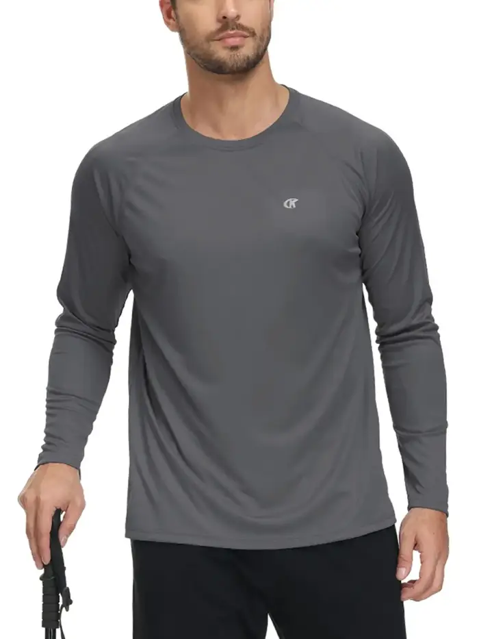 T-shirt à manches longues UPF 50+ pour hommes, haut respirant anti-UV, pull pour la pêche sportive, 