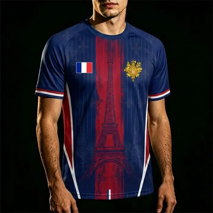 T-shirt imprimé drapeau de la nouvelle France pour hommes
