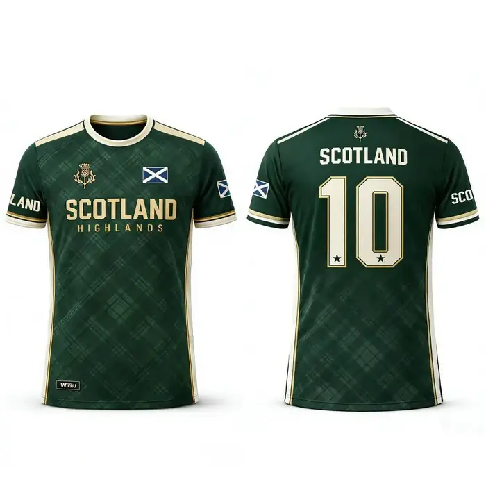 T-shirt imprimé drapeau écossais 2026 – Maillot de football respirant et à séchage rapide pour homme – Tenue d'entraînement quotidienne – Cadeau pour supporter