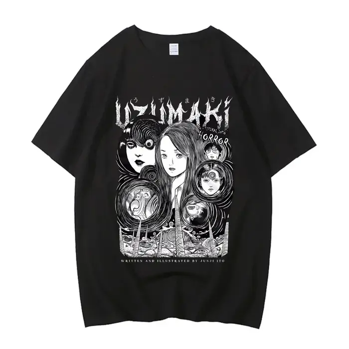 Junji Ito t-shirt fille à la mode 80s université graphique coloré esthétique t-shirt université anim
