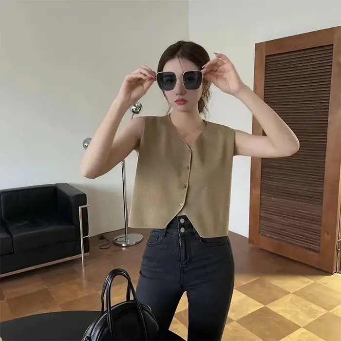 T-shirt Chic à Col en V pour Femme, Vêtement Décontracté, Rétro, Solide, pour Document