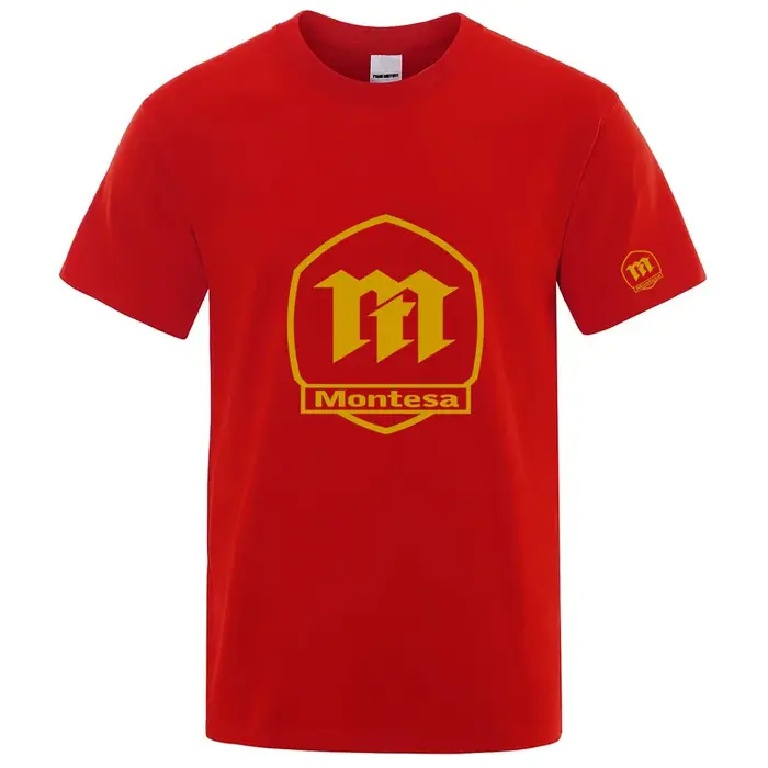 Montesa Espana motos marque 100% pur coton été haut de gamme hommes à manches courtes col rond à la mode respirant T-shirt