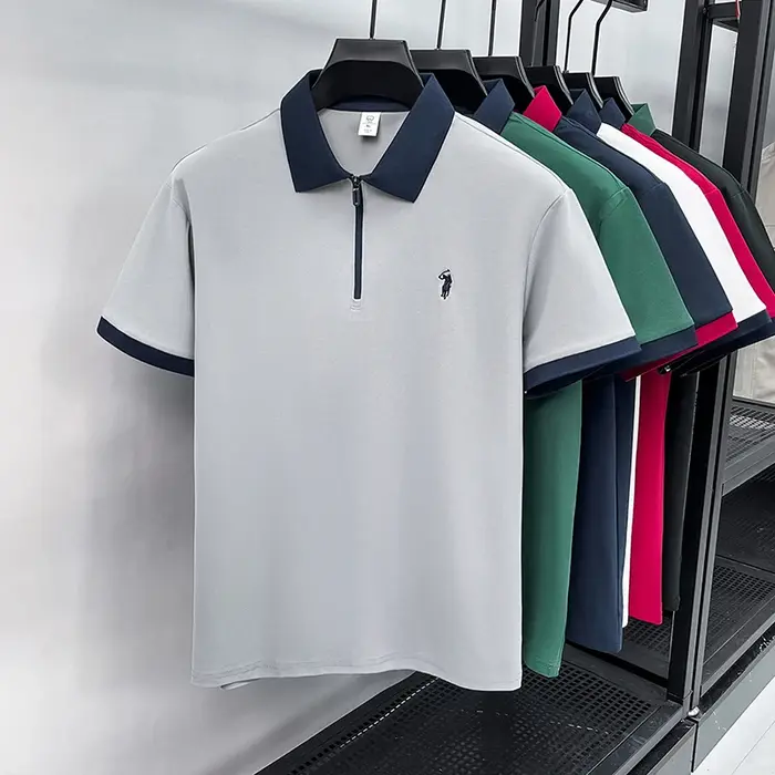 Marque haut de gamme Pony brodé chemise de polo à manches courtes mode respirant hommes décontracté demi-fermeture
