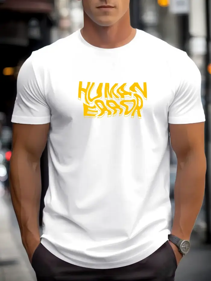 T-shirts pour homme ERREUR HUMAINE 100 % coton impression graphique été t-shirt col rond décontracté respirant style de rue haut quotidien
