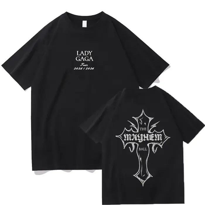Lady Gaga MAYHEM Cross Cutoff T-shirt à la mode graphique t-shirts pour homme femmes coton haute qua