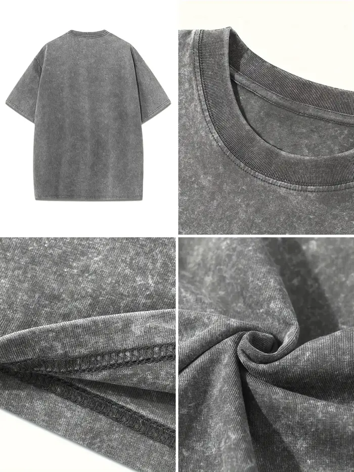 T-shirt délavé en coton pour femmes, imprimé grenade brillant, surdimensionné, col rond, confortable