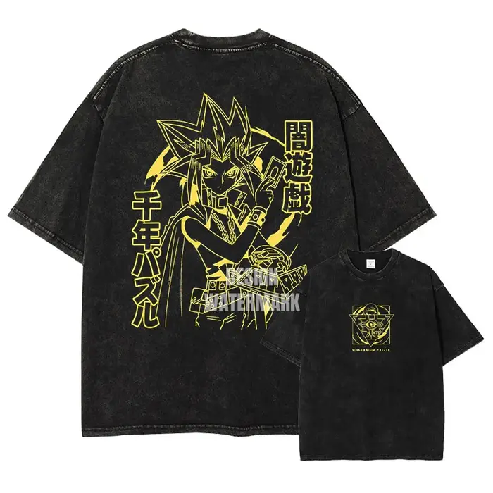 Anime y-yu Gi Oh t-shirts surdimensionné Vintage lavé Yugi Muto T-shirt Manga Joey Wheeler