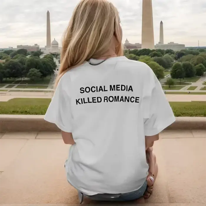 Médias sociaux tué Romance T-Shirt hommes esthétique saint valentin lettre impression