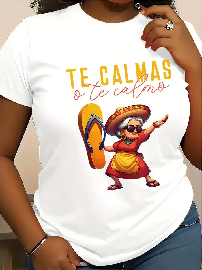 Mexican Mama Print T-Shirt pour femmes-décontracté à manches courtes col rond Polyester tricot tissu