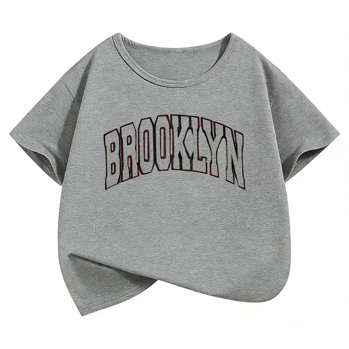 T-shirts à la mode imprimés avec des lettres Brooklyn, à manches courtes, pour enfants, garçons et f