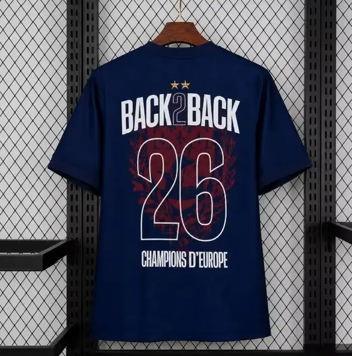 T-shirt de football double Paris Saint-Germain 2026 pour hommes et femmes, en coton, mode été, à man