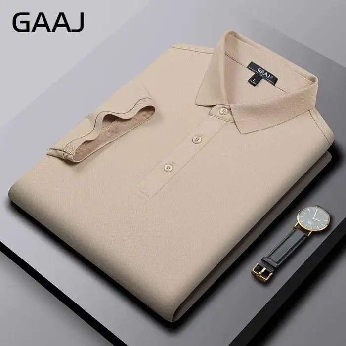 GAAJ-Polo d'affaires pour hommes, hauts de luxe légers, t-shirt de marque, t-shirt en coton de quali