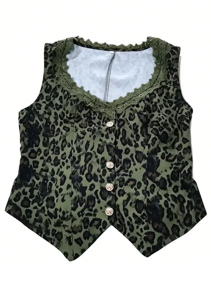 Gilet imprimé léopard pour femme