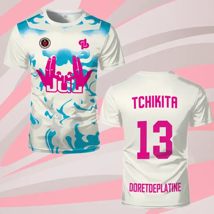 T-shirt de sport français TCHIKITA Maillot JUL Juldtp DORETDEPLATINE à motif imprimé, respirant et c