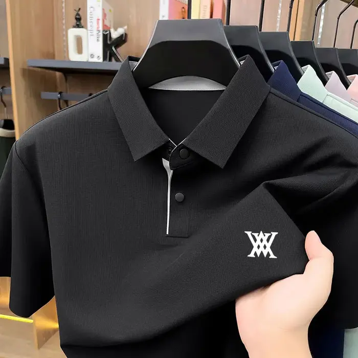 Polo homme de marque haut de gamme, nouvelle collection, en soie glacée, frais et respirant, t-shirt