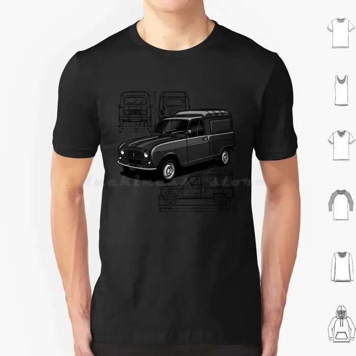 T-shirt The Iconic French Van pour hommes et femmes, 6xl, 4, 4l, Van Classic Car, He Drew Jaagdesign